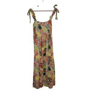 Fruit Pattern Sundress Womens Large Watermelon Pineapple Lemon Feminine Midi